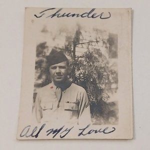 Vintage WWII Photograph Signed "Thunder All My Love" #C013